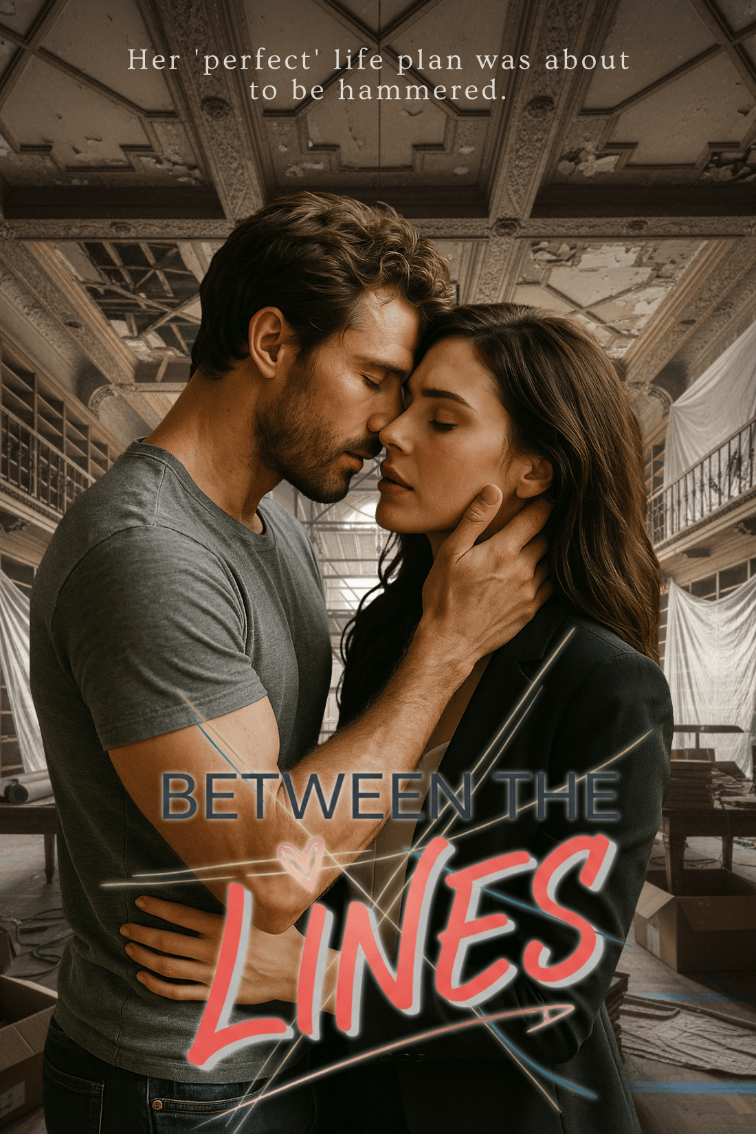 Book cover of Between the Lines; Her 'perfect' life plan was about to be hammered.