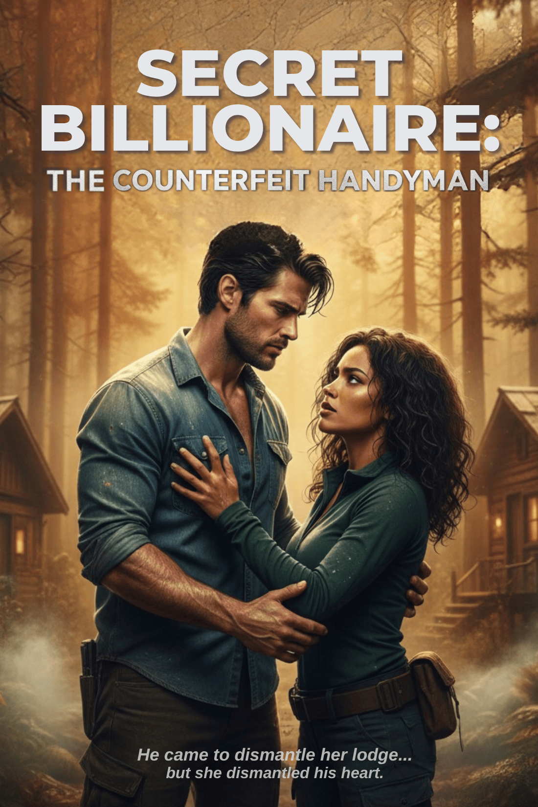 Book cover of The Counterfeit Handyman; He came to dismantle her lodge... but she dismantled his heart.