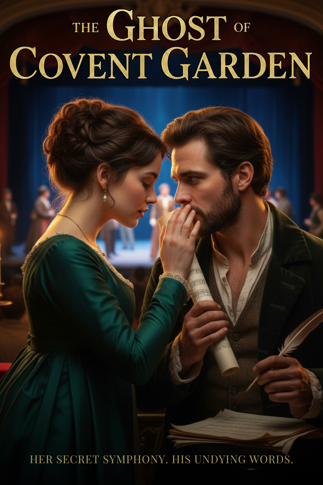 Book cover of The Ghost of Covent Garden; Her secret symphony. His undying words.